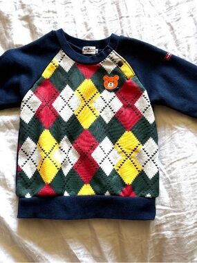 Miki House Hot Biscuits Knit Sweatshirt with Bear Patch /size 2T (90)